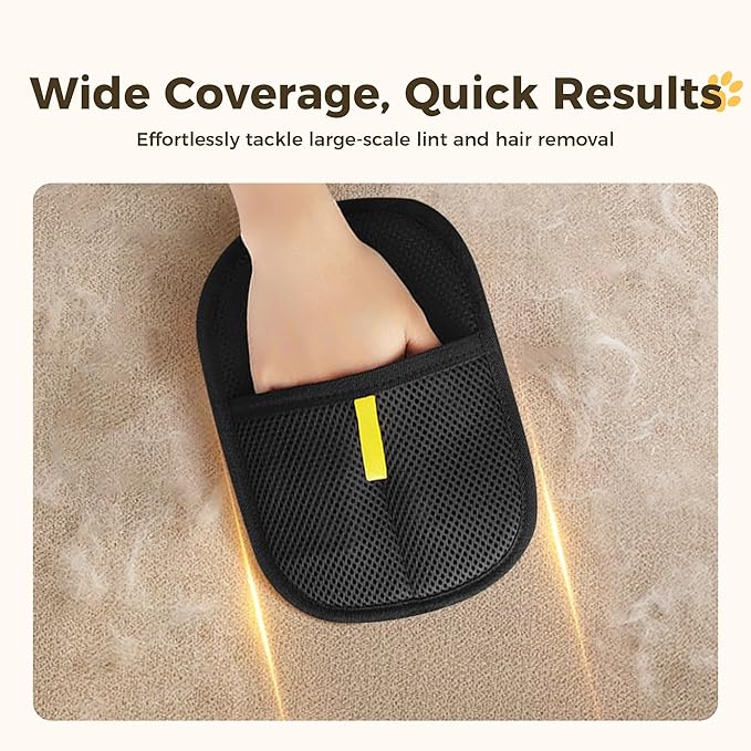 3 Pcs Electrostatic Pet Hair Removal Gloves with Bidirectional Bristle Design, Washable Reusable Cat Dog Hair Remover Grooming Glove Tool for Furniture, Bed Sheets,Car Seat (Yellow)