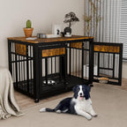 Dog Crate Furniture End Table 38 Inch Hidden Kennel Cabinet with Removable Tray, Thickened Metal Frame Dog Cage, Dual-Purpose Pet House & Nightstand for Living Room