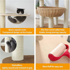Modern Cat Tree Tower for Large Cats, Real Natural Sisal Luxury Cat Condo, Manual Hand Woven Wood Cat Tower, Indoor Cat Scratching Tree, New Cat Condo Lover Gift
