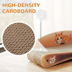 Cat Scratcher Lounge Bed, Reversible 2-in-1 Cardboard Scratching Board, Durable Curved Cat Scratch Pad for Indoor Cats with Toy, Cartoon Pattern