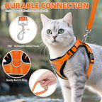 PUPTECK Cat Harness and Leash Set Escape Proof Reflective Cat Walking Harness Adjustable Soft Breathable Mesh Vest for Small Pets, Orange, S