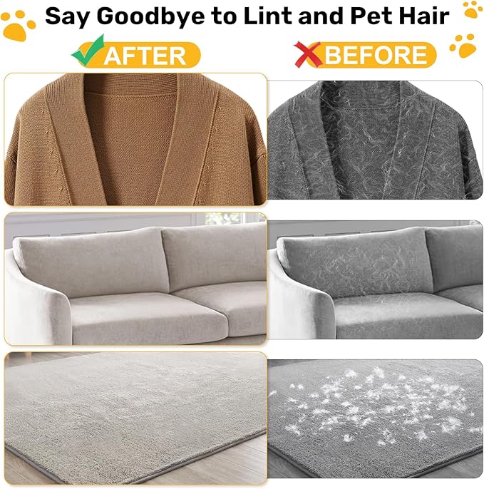 2Pcs Pet Hair Removal Glove for Dogs and Cats, Reusable Electrostatic Gloves Brush for Pet Hair Removal Grooming, Pet Hair Remover Tool for Clothing, Couch, Carpet, Car Seats,Furniture