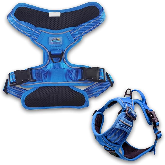 Doggie Design Venture Paw No Pull Dog Harness - Simple Adjustable Puppy Harness - Anti Pull Dog Collar for Walks and Outdoor Adventures - Mountain Lake, L