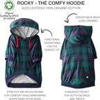 Rocky – The Orginal Lightweight Hooded TEE 100% Organic Cotton Dog Hoodie Pet Coat Sweater for Small, Medium, Large Dogs, Black Watch Plaid, Large