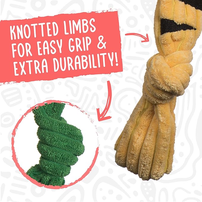 HuggleHounds Knottie Plush Dog Toy - Stuffed Animal Toy, Puppy Toys, Squeaky Dog Toy for Small, Medium & Large Dogs, Durable Plush to Keep Them Busy, Officially Licensed - Texas Longhorn, Large