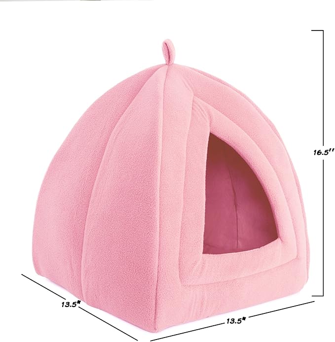 Cat House - Indoor Bed with Removable Foam Cushion - Pet Tent for Puppies, Rabbits, Guinea Pigs, Hedgehogs, and Other Small Animals by PETMAKER (Pink)