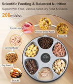 Casfuy Automatic Cat Feeder Cordless - Automatic Cat Food Dispenser for Wet Moist Food with 4 Ice Packs Rechargeable Auto Feeder for Cats Small Dogs with Programmable Timer Low Battery Indicator