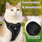 Cat Harness and Leash, Reflective Cat Harness Escape Proof for Walking, Adjustable Kitten Harness and Leash Set, 4 Buckles Easy Control Breathable Cat Vest Harness for All Types of Cats