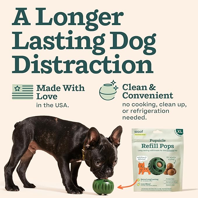 WOOF Pupsicle Refill Pops, Delicious Long Lasting Dog Treats, Pre-Made Pupsicle Refills for Dogs, Wholesome Ingredients, Low-Mess Chicken Pet Treats - XL Pops - 5 Count