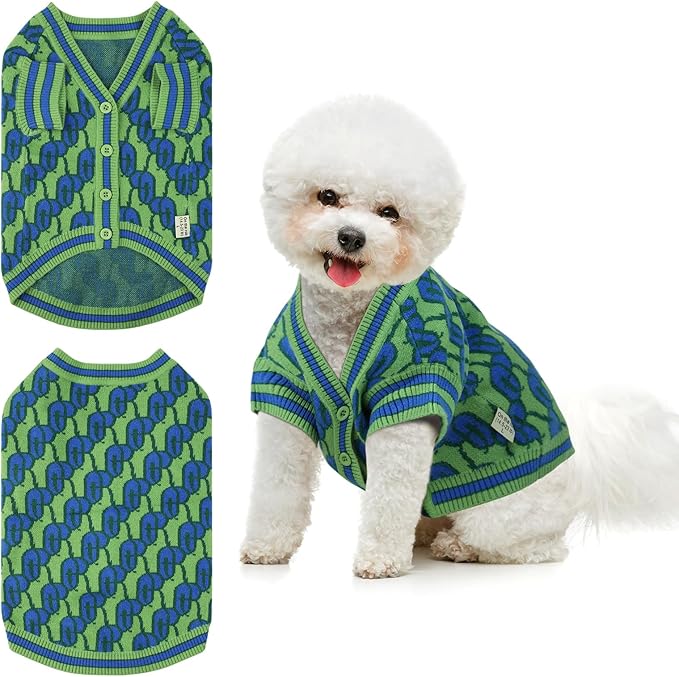Pet Sweaters for Dogs Boys and Girls, Dynamic Letter Patterned Dog Sweater,Dog Cardigan,Pet Clothes,Pet Knitted Clothing,Fit for Different Seasons and Kinds of Dogs(Green XL)