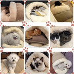 Bed for Dog and Cat, Pet Bed, Ultra Soft Cute Plush Slipper Cat Cave Bed, Anti Slip Warm Pet House Nest, Self-Warming, Ideal for Indoor Use - Fits up to 25lbs (30"X22", L, Light Brown)