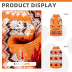 KOOLTAIL Cable Knit Dog Sweater Turtleneck, Cold Weather Pullover Classic Knitwear, Thick Warm Winter Pet Clothes, Fall Maple Leaves Thanksgiving Dog Sweater for Small Medium Large Dogs Cats,Orange ML