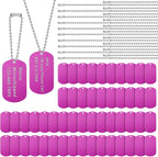 Yinkin 200 Pcs Personalized Military Dog Tags Set Including 100 Pcs Aluminum Blank Dog Tags for Engraving 100 Ball Steel Chain Rectangle Metal Blank Stamping Label for DIY Craft(Purple)