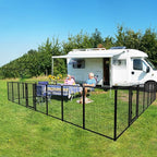 Dog Playpen Outdoor Extra Wide 32 Piece Panels Heavy Duty Dog Fence 47" Height Anti-Rust with Doors Portable for RV Camping Yard, Total 84FT, 561 Sq.ft, Snowy Black