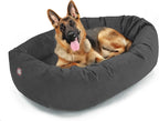 Majestic Pet 52 Inch Suede Shredded Memory Foam Mix Calming Extra Large Dog Bed Washable 52 x 35 x 11 (Inch) - Cozy Soft Round Donut Dog Bed with Spine for Head Support - Pet Bed Gray