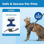 Voyager Escape-Proof Step-in Lock Cat Harness & 5ft Neoprene-Handle Leash Set All-Weather Mesh with Reflective Stitching for Small to Large Cats by Best Pet Supplies, Black Trim-Royal Blue (327), XS