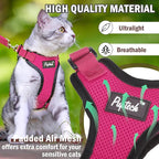 PUPTECK Cat Harness and Leash Set Escape Proof for Walking, Breathable Mash Vest Adjustable Harness for Cats Puppy Small Animals, Reflective at Night, Fuschia Small