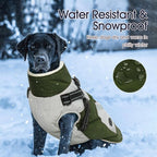 IECOii Dog Coat for Large Dogs Waterproof Dog Winter Jacket with Harness Built in, Green - XXLarge, Thermal Warm Fleece Lined, Reflective Dogs Jackets for Cold Weather Camping, Hiking, Pitbull