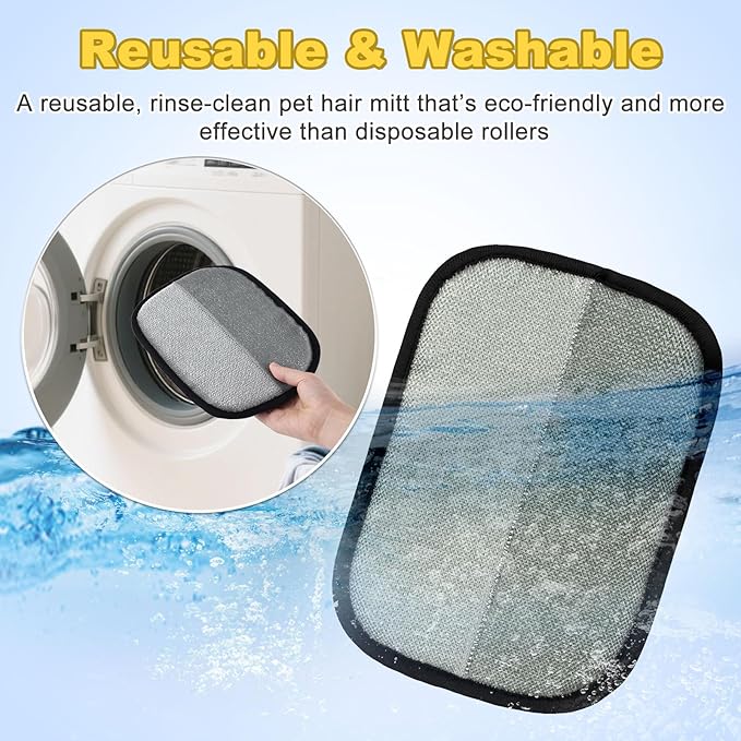 2 PCS 2025 Upgraded Five-Finger Pet Hair Remover Electrostatic Gloves, Pet Hair Removal Glove for Dog Cat Grooming, Durable Dogs Cats Hair Removal Tool for Furniture Car Couch Carpet Clothes