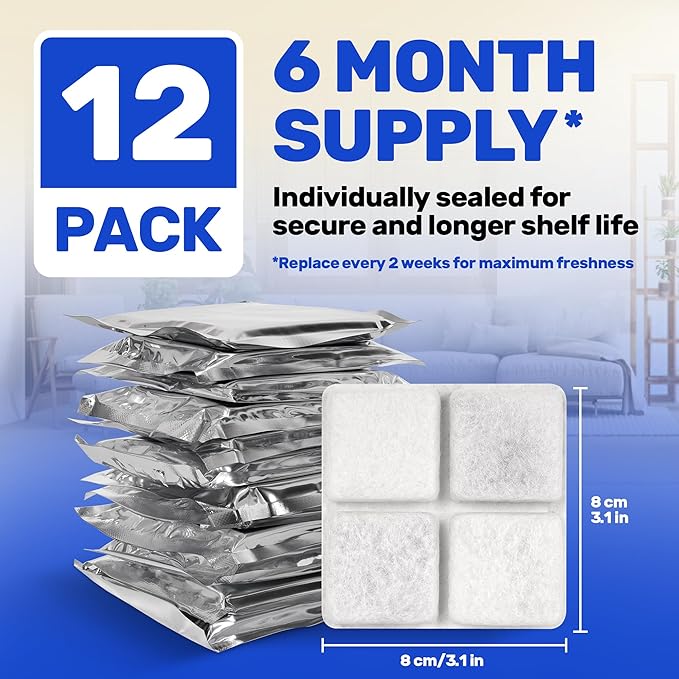 [12 Pack] Desiccant Bag for Petlibro Pet Feeder - Six-Month Supply Keeps Dog Food & Cat Food Dry + Fresh - Removes Moisture & Odors for Automatic Pet Feeders - Made from Silica, Carbon & Deoxidizer