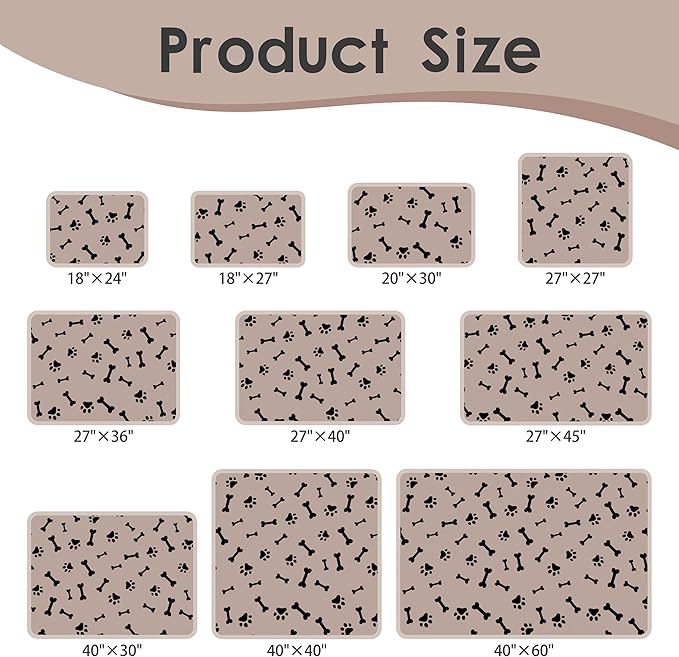 2 Pieces Dog Pee Pads - Washable Dog Rugs Non-Slip Puppy Pads for Small Dogs, Water Absorb Training Pads (24x18 (2pack), Beige)