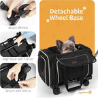 Pet Carrier for Travel - Small Dogs/Cats - 15 LBS MAX Dogs/Cats Expandable - Airline Approved & Roomy - Premium Pets Carrier with Wheels - Cozy Soft-Lined Travel Carrier - Stylish Black Design