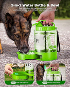 Dog Water Bottle Travel Bowl - 77oz Large Portable Dog Water Bowls Dispenser for Camping Essentials Hiking Traveling Beach Car Park Accessories, Leak Proof Pet Drinking Bottle Dispenser, Green