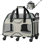 Katziela Pet Carrier - Airline Compliant Dog Carrier - TSA Approved Pet Carrier for Small Dogs and Cats - Soft FAA Travel Airplane Dog Carrier Luggage (Grey/Brown-Pro)