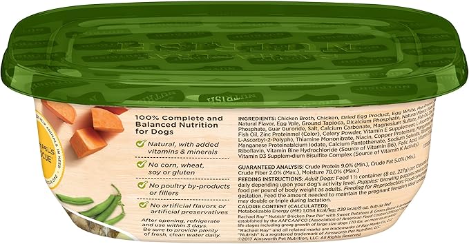 Nutrish Rachael Ray Wet Dog Food Chicken Paw Pie, 8 oz. Tub, 8 Count