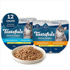 Blue Buffalo Tastefuls Savory Singles Variety Pack, Wet Cat Food in Gravy, 2.6-oz. Twin-Pack Trays, Chicken & Turkey Entreé (12 Count)