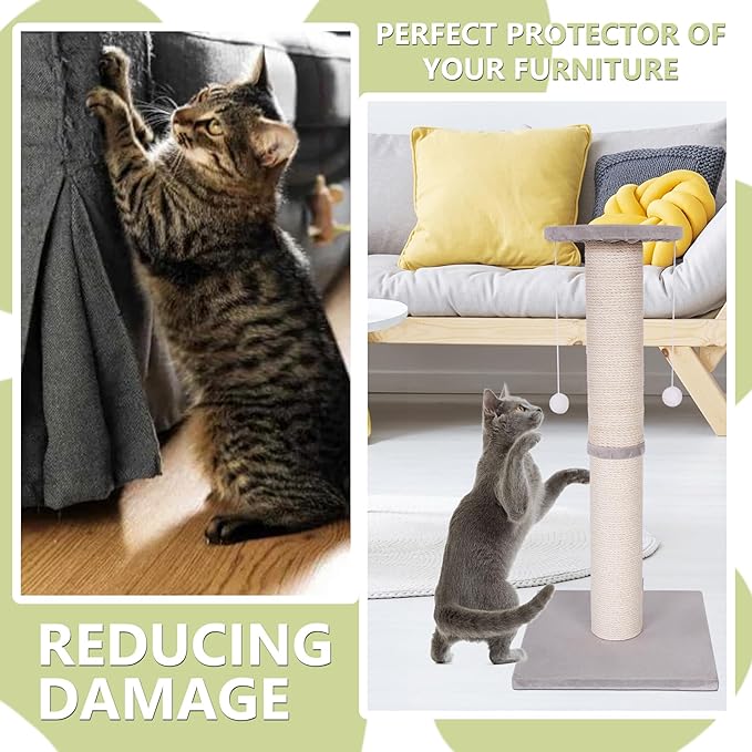 Cat Scratching Post-Scratching Post with Sisal Rope for Indoor Cats Large Cat Scratching Post sisal cat Scratcher Cute for Kitten Scratching Post(25 inch)