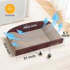 Poils Bebe 21 Inch Sofa Cat Scratcher, Small Cat Scratcher Cardboard with Bell Balls, Durable Couch Lounger for Indoor Cats, Cat Scratch Furniture Protector with Catnip, Cat Toys