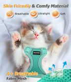 Halypet Cat Harness and Leash Set [MAX Safety 4th-Gen Upgrade] Escape Proof Adjustable Cat Leash Comfortable Soft Vest Easy to Wear Kitten Harness with Reflective Strip for Cats Walking, XS Green