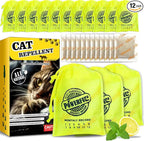 12 Pack Extra Strength Cat Repellent Pouches – Natural Cat Indoor Outdoor Odor Deterrent, Dual-Action Mint & Lemon Formula for Gardens, Furniture