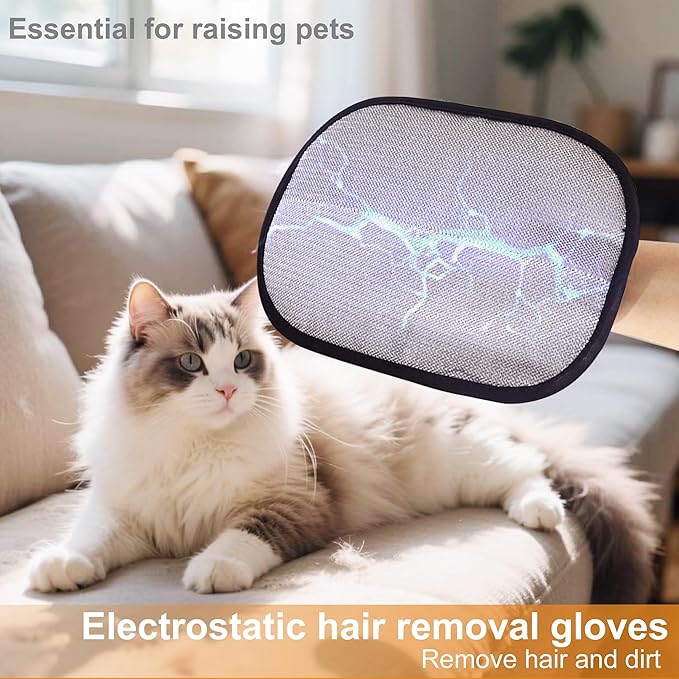 2- Pack Magic Brush Pet Hair Removal Gloves– Upgraded 5 Finger Reusable Electrostatic Grooming Tool for Dogs & Cats, Remove Dog/Cat Hair from Clothing, Furniture, Car Seats, Bedding.