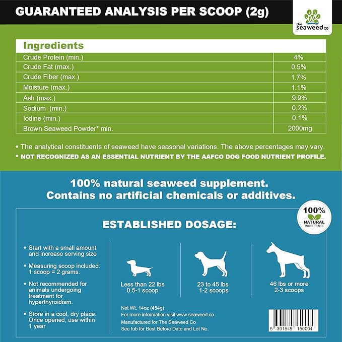 Caniclean Seaweed for Dogs Teeth - Dog Tartar Removal Tool, Plaque Remover, and Breath Freshener - Get Plaque Off Dogs Teeth Naturally. 14oz/396g.