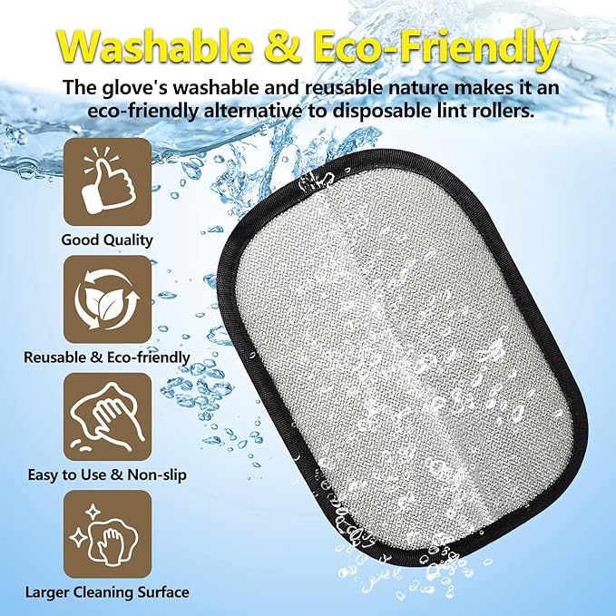 2 Pack Pet Hair Removal Glove for Dogs & Cats, Electrostatic Pet Hair Remover for Laundry, Carpet, Furniture, Car, Bedding, Easy Cleaning & Grooming Tool