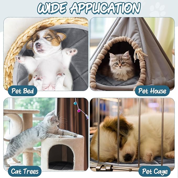 2 Pcs Cat Heating Pad Round 16 Inch Self Heating Cat Mat Washable Heated Cat Bed Anti Slip Cat Warming Pad Pet Bed Mat for Kennel Dog Crate Indoor Outdoor(Gray,16 Inch)