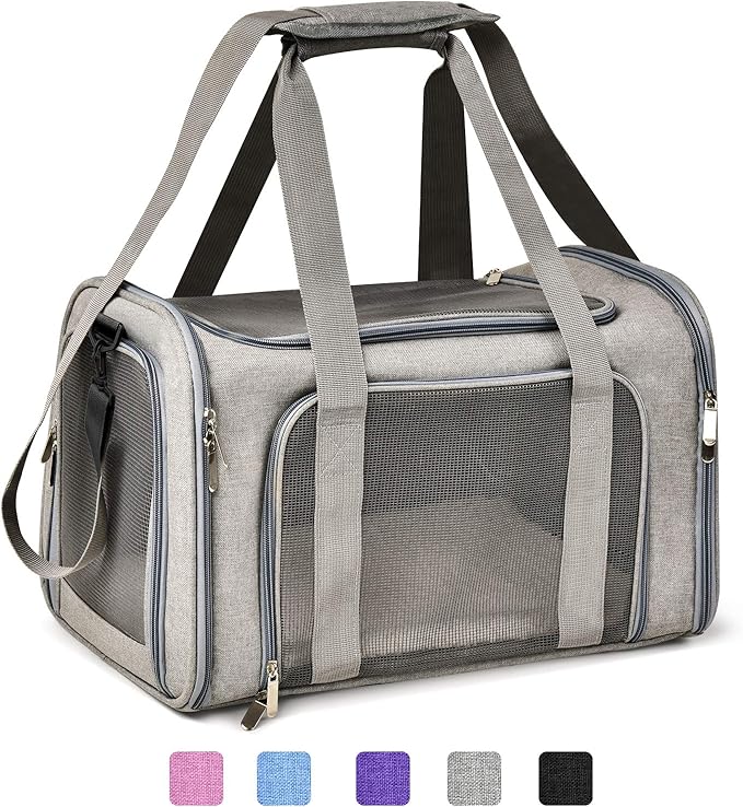 Large Cat Carriers Dog Carrier Pet Carrier for Cats Dogs Puppies up to 25Lbs, Big Dog Carrier Soft Sided, Travel Puppy Carrier - Large - Grey