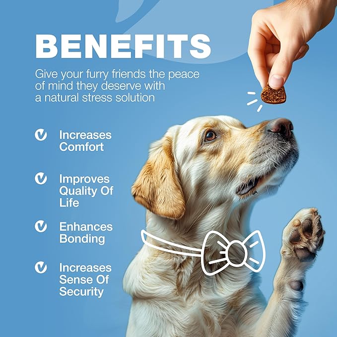 Hemp Calming Chews for Dogs - Dog Calming Treats - Anxiety Relief for Dogs with L-Theanine, Chamomile Extract, Valerian Root - Dog Anxiety Relief for Travel, Vet Visits, Thunderstorms, Nail Trimming