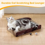 Poils Bebe 21 Inch Sofa Cat Scratcher, Small Cat Scratcher Cardboard with Bell Balls, Durable Couch Lounger for Indoor Cats, Cat Scratch Furniture Protector with Catnip, Cat Toys