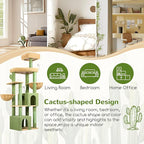 Globlazer Sturdy Cat Tree, 68-inch Large Cat Tower for Indoor Adult Cats 20 lbs Heavy Duty Cat Tree for Big Cats with Extra Large Platform, 5 Scratching Post, S68, Green