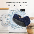 Cat Dog Bed for Pets, Rectangle Pet Bed Gift for Puppy and Kitten, Machine Washable Calming Fluffy Pet Couch Sofa for Indoor Outdoor, Portable Soft Cat Bed with Non-Slip Bottom (Small, Blue)