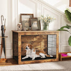 PETSITE Dog Crate Furniture for Medium/Large Dogs, 39" Indoor Pet House Side End Table w/Cushion, Double Doors, Heavy-Duty Chew-Resistant Wood Metal Dog Kennel up to 70 LBS (39 x 26 x 27 Inches)