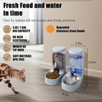 Stainless Steel Automatic Pet Feeder for Small&Medium Pets Automatic Food Feeder and Waterer Stainless Steel Bowls Set 3.8 L, Travel Supply Feeder and Water Dispenser for Dogs Cats Pets Animals