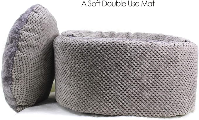 Winsterch Large Cat Bed - Soft, Enclosed & Washable cat Cave Bed for Indoor/Outdoor Cats & Kittens with Anti-Slip Bottom,Calming, Covered Cave Bed (Gray,16.5 x 16.5 x 7.48 in)