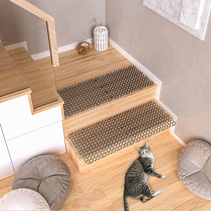 16 X 13 Inch Scat Mat for Cats, 10 Pack Cat Scat Mat with Spikes - Indoor/Outdoor Pet Deterrent Solution for Plants, Furniture, and More - Keep Cats and Dogs Away