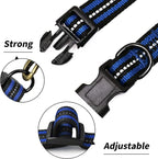 Mile High Life Reflective Dog Collar | Nylon Pet Collars wiith Buckle | Light Weight Puppy Collars | Blue Dog Collars for Small Dogs (Blue, X-S)