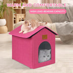Outdoor Cat House for Shelter Feral Cat, Outside Waterproof Cat House for Outdoor/Indoor Cats, Insulated Cat Bed for All Seasons with Cozy Cushion (Rose Pink, Zip Style)
