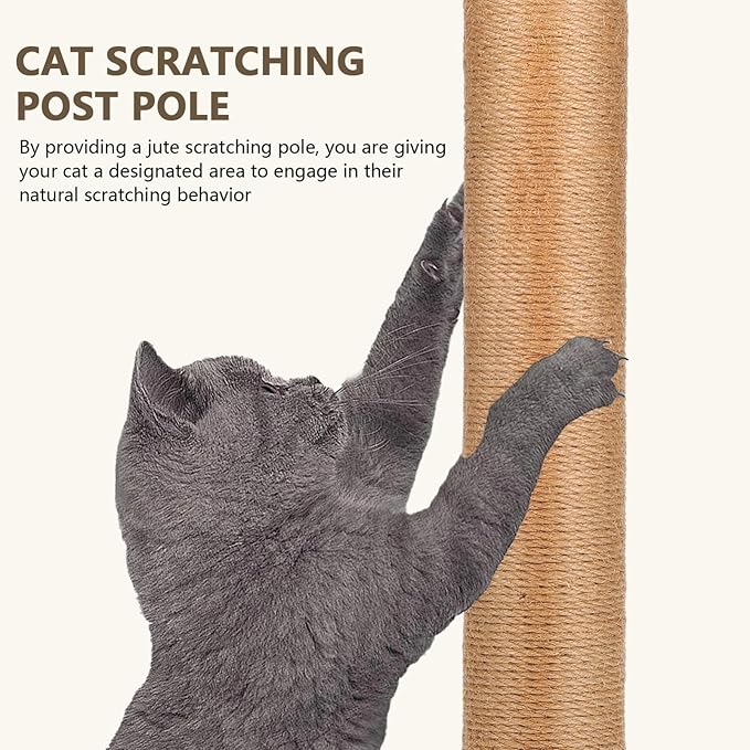 SUPVOX 2 Pcs Cat Scratching Post Parts: 15.7 x 2.4 Inch Cat Scratching Post Pole, 5 mm Jute Rope with ABS Plastic Pole - Cat Scratcher Posts Replacement with M8 Screws